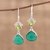 Onyx and peridot dangle earrings, 'Green Majesty' - Handmade 925 Sterling Silver Green Onyx Peridot Earrings thumbail