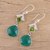 Onyx and peridot dangle earrings, 'Green Majesty' - Handmade 925 Sterling Silver Green Onyx Peridot Earrings (image 2b) thumbail