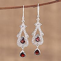 Garnet dangle earrings,