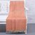 Silk throw blanket, 'Sunset Flare' - 100% Silk Woven Orange Throw Blanket from India (image 2) thumbail