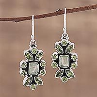 Peridot and prehnite dangle earrings,