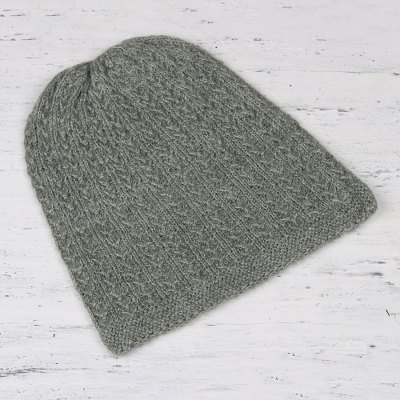 Wool blend hat, Knotted Beauty Celadon