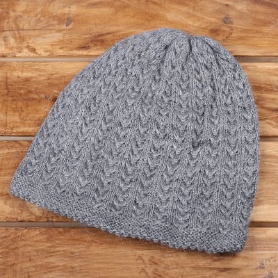 Wool blend hat, Knotted Beauty Grey