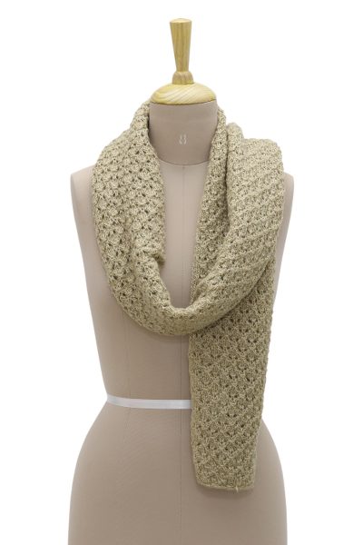 Wool blend scarf, Ecru Elegance