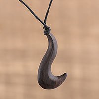 Ebony wood pendant necklace,