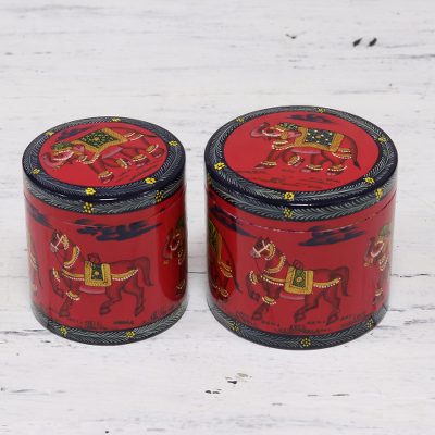 Wood decorative boxes,Cheerful Carousel (pair)