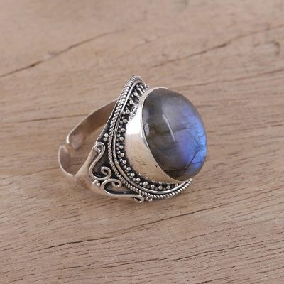 Handcrafted Labradorite and Sterling Silver Cocktail Ring