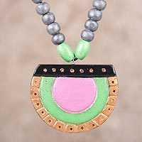 Coconut shell pendant necklace,