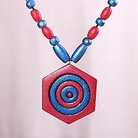 Coconut shell pendant necklace,