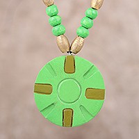 Coconut shell pendant necklace,