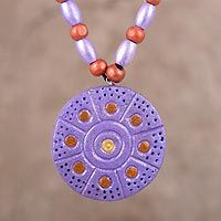 Coconut shell pendant necklace,