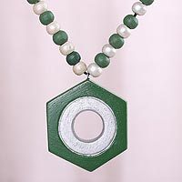 Coconut shell pendant necklace,