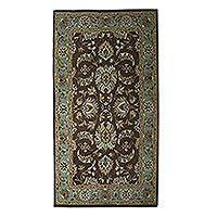 Hand-tufted wool area rug, 'Persian Grandeur' (5x8) - Hand-Tufted Floral Wool Area Rug (5x8) from India