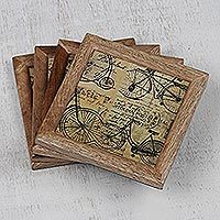 Wood and paper coasters,