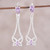 Amethyst dangle earrings, 'Textured Butterflies' - Amethyst Butterfly Dangle Earrings Crafted in India thumbail