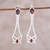 Garnet dangle earrings, 'Textured Butterflies' - Garnet Butterfly Dangle Earrings Crafted in India thumbail