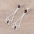 Garnet dangle earrings, 'Textured Butterflies' - Garnet Butterfly Dangle Earrings Crafted in India (image 2b) thumbail