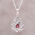 Garnet pendent necklace, 'Scarlet Raindrop' - Sterling Silver and Red Garnet Teardrop Pendant Necklace thumbail