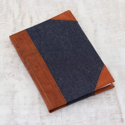 Leather accent cotton journal, Captured Thoughts