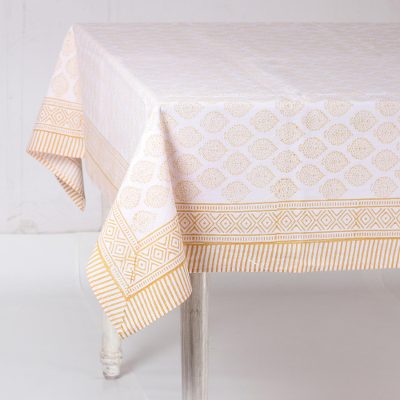 Cotton tablecloth, Lovely Leaves in Amber