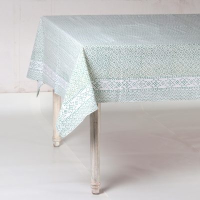 Cotton tablecloth, Petal Arc in Jade