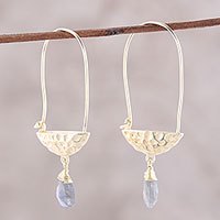 Gold plated labradorite dangle earrings,