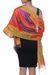 Ikat silk scarf, 'Ikat Glamour' - Handcrafted Ikat Tie-Dyed Silk Scarf from India (image 2c) thumbail