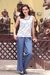 Linen blend pants, 'Relaxed Yet Refined' - Azure Blue Linen Blend Relaxed Fit Pants from India thumbail