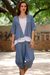 Cotton capri pants, 'Casual Blue Comfort' - Handmade Blue Cotton Stretch Pair of Casual Capri Pants thumbail