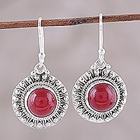Jasper dangle earrings, 'Red Mystique' - Red Jasper and Sterling Silver Dangle Earrings from India