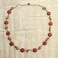 Wood beaded necklace,