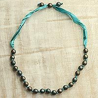 Wood beaded necklace,