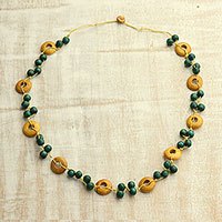 Wood beaded necklace,
