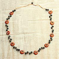 Wood beaded necklace,