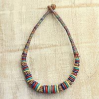 Cotton and bone statement necklace,