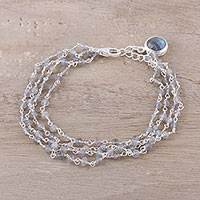 Labradorite link bracelet, 'Aurora Sparkle' - Natural Labradorite Link Bracelet from India