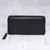 Leather wallet, 'Collected in Black' - Handcrafted Black Leather Wallet with Zipper from India (image 2) thumbail