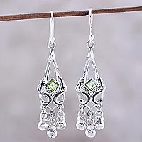 Peridot chandelier earrings, 'Grace and Elegance' - Sterling Silver and Green Peridot Chandelier Earrings