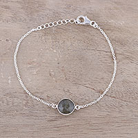 Labradorite pendant bracelet, 'Mesmerizing Night' - Adjustable Labradorite Pendant Bracelet from India