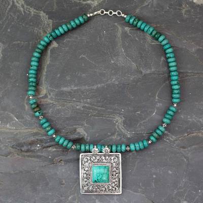 Sterling silver and calcite beaded pendant necklace, Alluring Tradition
