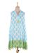 Cotton dress, 'Floating on a Breeze' - Sleeveless 100% Cotton Turquoise on White Printed Sundress (image 2d) thumbail