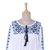 Viscose blouse, 'Embroidered Blue' - Embroidered Long Sleeved White and Navy Tunic from India (image 2c) thumbail