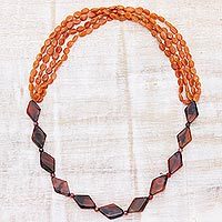 Agate long beaded necklace,