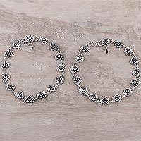 Garnet link anklets,