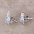 Rhodium plated blue topaz button earrings, 'Classic Paisley' - Rhodium Plated Blue Topaz Paisley Button Earrings from India (image 2b) thumbail