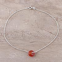 Carnelian pendant anklet,