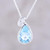 Blue topaz pendant necklace, 'Azure Tear' - Sterling Silver and Blue Topaz Tear Drop Pendant Necklace thumbail