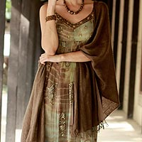 Wool shawl, 'Forever Elegant in Chocolate' - Handwoven Wool Shawl in Chocolate from India