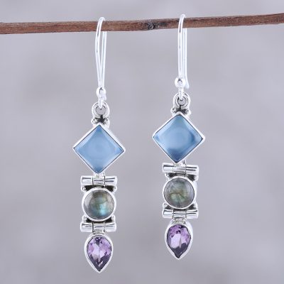 Multi-gemstone dangle earrings, Fascinating Fusion
