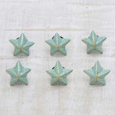 Ceramic knobs, Starfish Glory (set of 6)